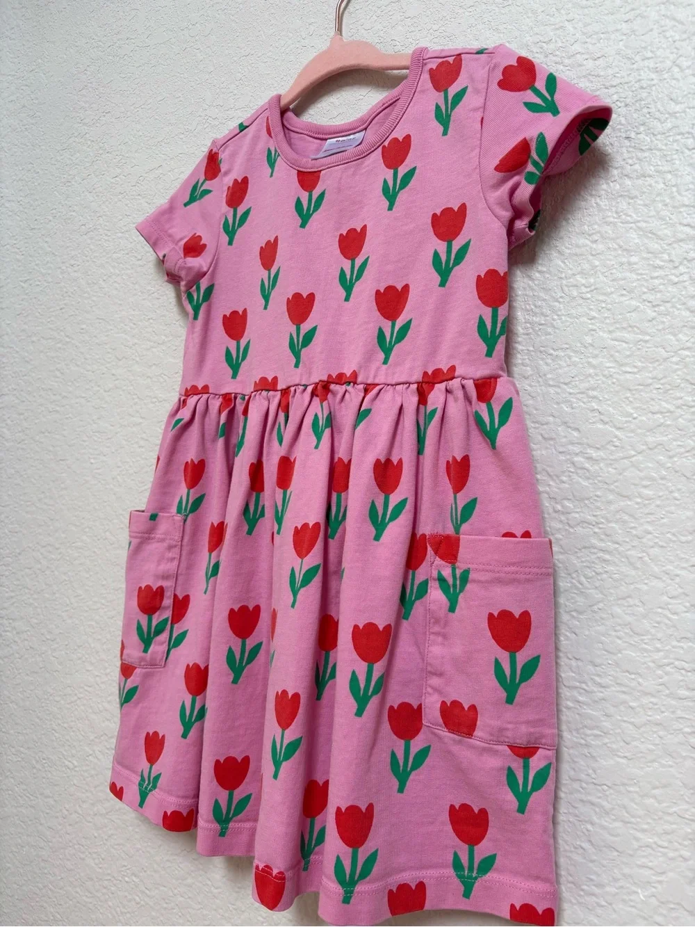 Hanna Andersson Toddler Playground Dress with Pockets Red Tulip Print Cotton 3T